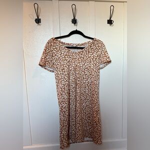 Women’s Nine West Brown Cheetah Leopard Print Mini T-Shirt Dress Size Small